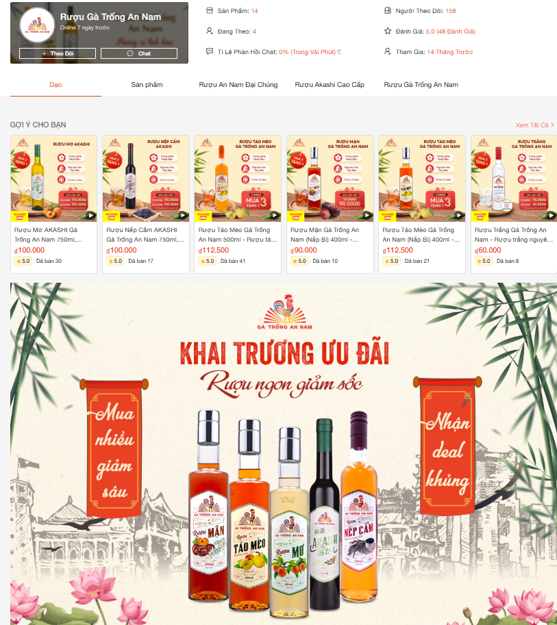 Rượu Gà Trống An Nam đã chính thức có mặt trên Shopee