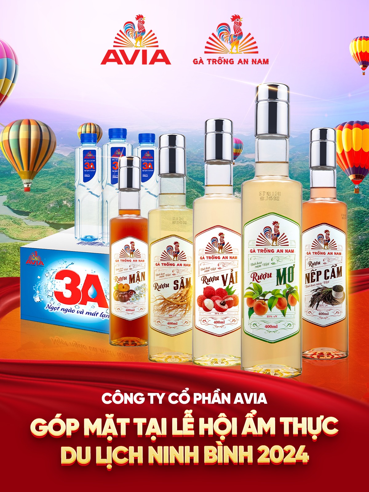 Công ty CP AVIA mang đến Lễ hội 2 thương hiệu: Rượu Gà Trống An Nam và Nước tinh khiết AVIA 3A